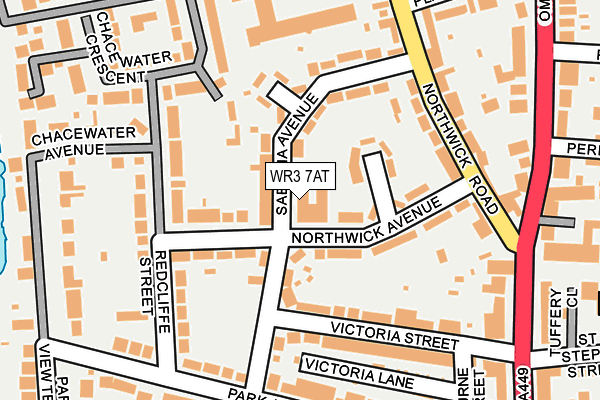 WR3 7AT map - OS OpenMap – Local (Ordnance Survey)