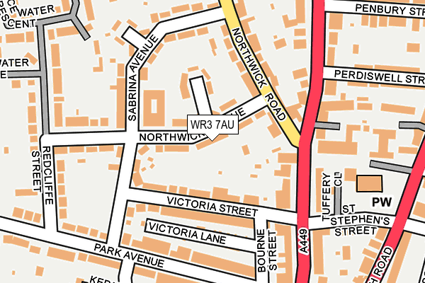 WR3 7AU map - OS OpenMap – Local (Ordnance Survey)