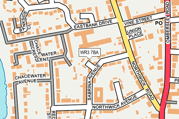 WR3 7BA map - OS OpenMap – Local (Ordnance Survey)