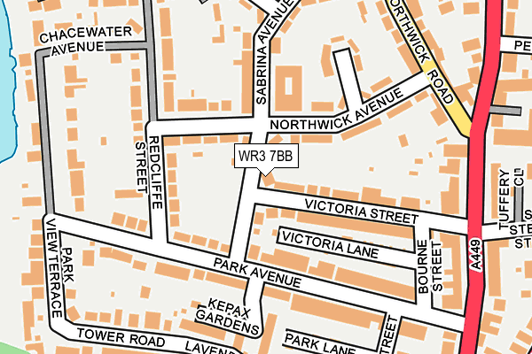 WR3 7BB map - OS OpenMap – Local (Ordnance Survey)