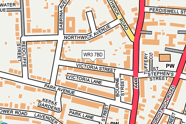 WR3 7BD map - OS OpenMap – Local (Ordnance Survey)