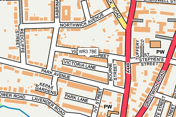 WR3 7BE map - OS OpenMap – Local (Ordnance Survey)