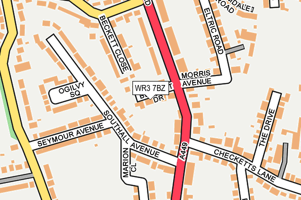 WR3 7BZ map - OS OpenMap – Local (Ordnance Survey)