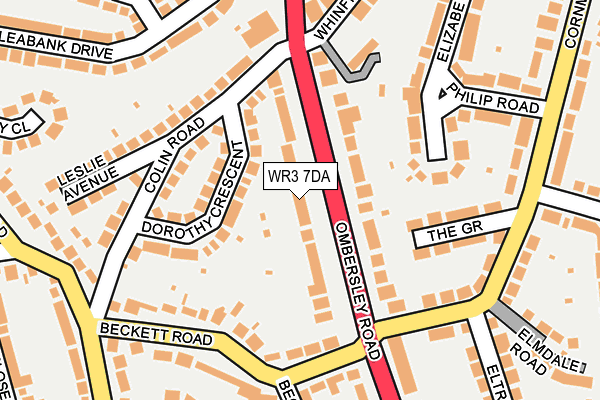 WR3 7DA map - OS OpenMap – Local (Ordnance Survey)