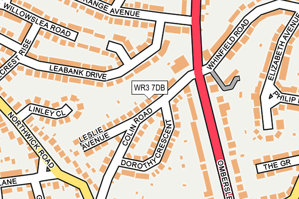 WR3 7DB map - OS OpenMap – Local (Ordnance Survey)