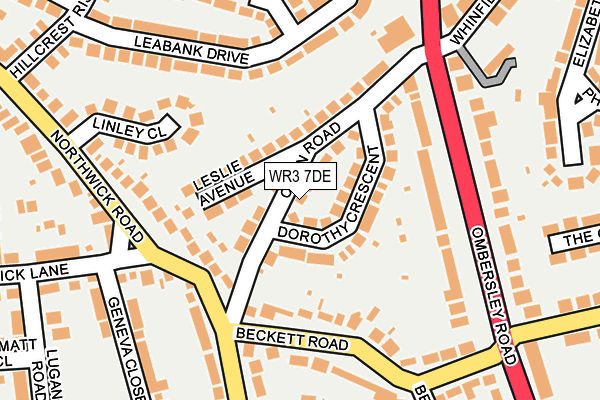 WR3 7DE map - OS OpenMap – Local (Ordnance Survey)