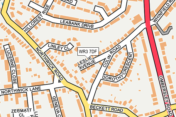 WR3 7DF map - OS OpenMap – Local (Ordnance Survey)