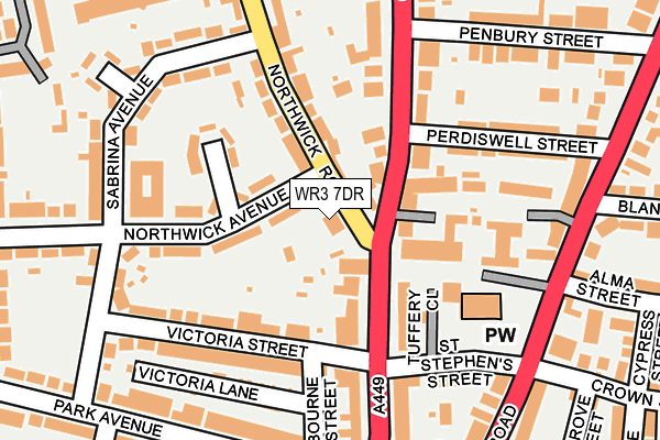 WR3 7DR map - OS OpenMap – Local (Ordnance Survey)