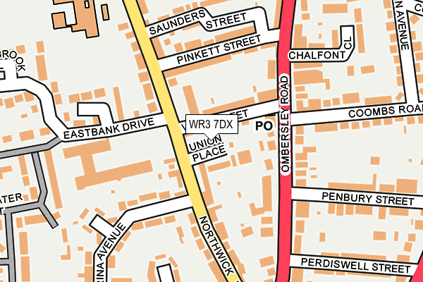 WR3 7DX map - OS OpenMap – Local (Ordnance Survey)