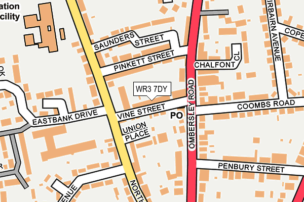 WR3 7DY map - OS OpenMap – Local (Ordnance Survey)