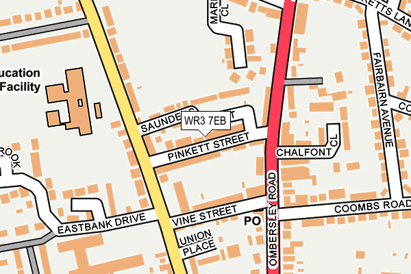 WR3 7EB map - OS OpenMap – Local (Ordnance Survey)