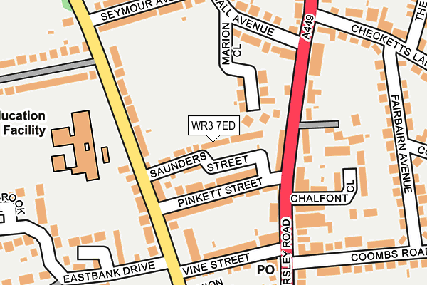 WR3 7ED map - OS OpenMap – Local (Ordnance Survey)