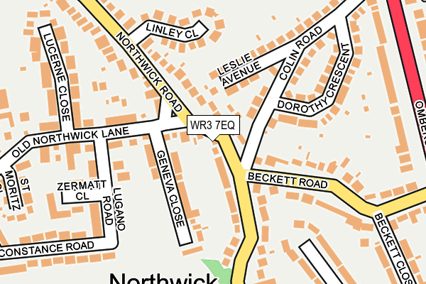 WR3 7EQ map - OS OpenMap – Local (Ordnance Survey)