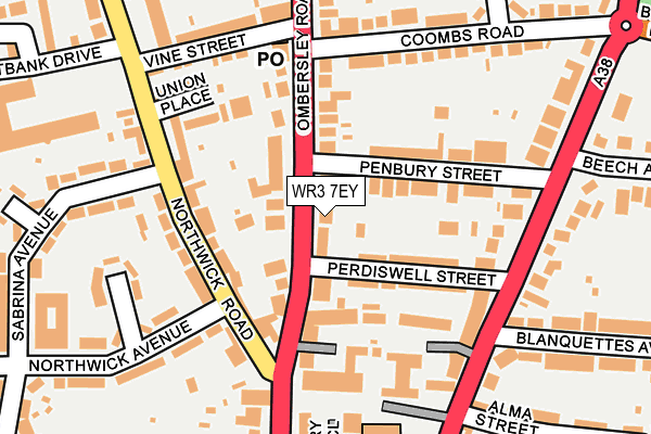 WR3 7EY map - OS OpenMap – Local (Ordnance Survey)