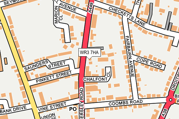 WR3 7HA map - OS OpenMap – Local (Ordnance Survey)