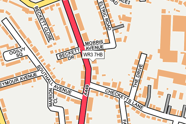 WR3 7HB map - OS OpenMap – Local (Ordnance Survey)