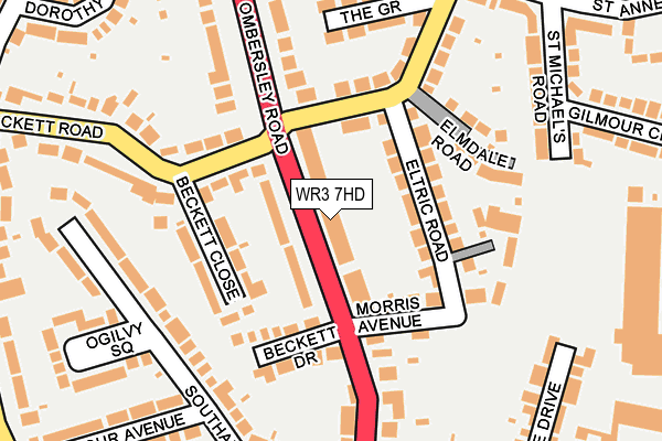 WR3 7HD map - OS OpenMap – Local (Ordnance Survey)