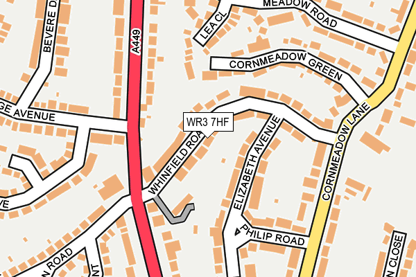 WR3 7HF map - OS OpenMap – Local (Ordnance Survey)