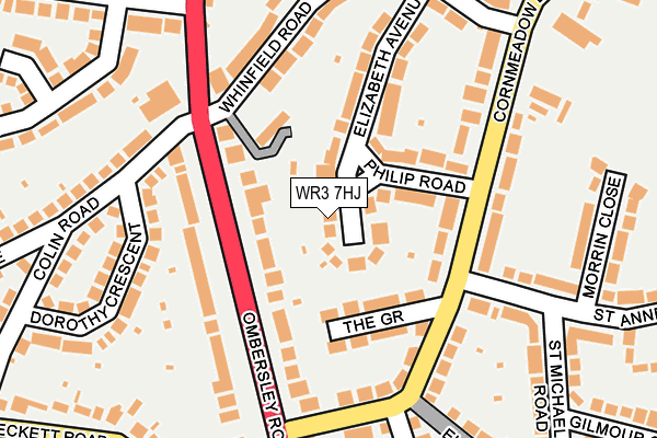 WR3 7HJ map - OS OpenMap – Local (Ordnance Survey)