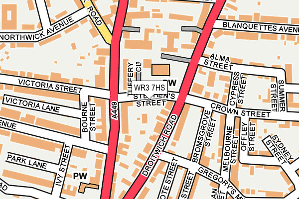 WR3 7HS map - OS OpenMap – Local (Ordnance Survey)