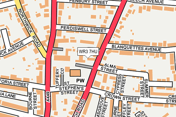 WR3 7HU map - OS OpenMap – Local (Ordnance Survey)