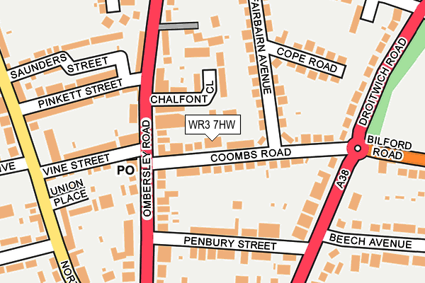 WR3 7HW map - OS OpenMap – Local (Ordnance Survey)