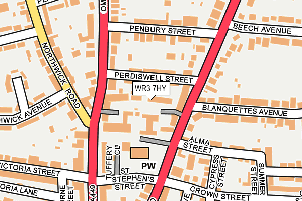 WR3 7HY map - OS OpenMap – Local (Ordnance Survey)