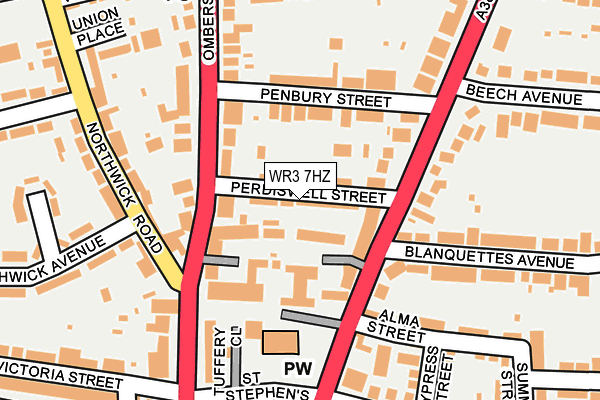 WR3 7HZ map - OS OpenMap – Local (Ordnance Survey)
