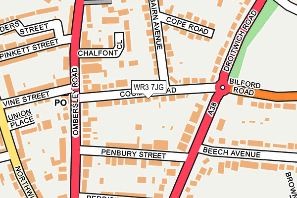 WR3 7JG map - OS OpenMap – Local (Ordnance Survey)