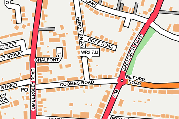 WR3 7JJ map - OS OpenMap – Local (Ordnance Survey)