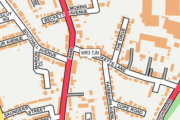 WR3 7JN map - OS OpenMap – Local (Ordnance Survey)