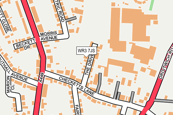 WR3 7JS map - OS OpenMap – Local (Ordnance Survey)