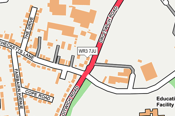 WR3 7JU map - OS OpenMap – Local (Ordnance Survey)