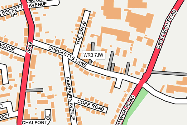 WR3 7JW map - OS OpenMap – Local (Ordnance Survey)