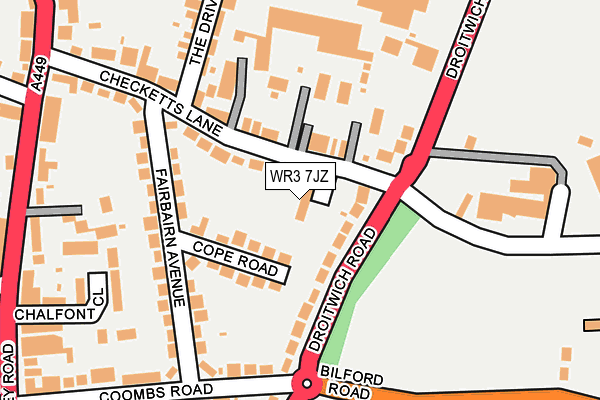 WR3 7JZ map - OS OpenMap – Local (Ordnance Survey)