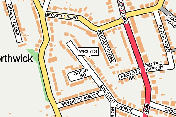 WR3 7LS map - OS OpenMap – Local (Ordnance Survey)