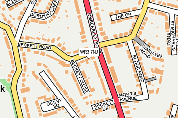 WR3 7NJ map - OS OpenMap – Local (Ordnance Survey)