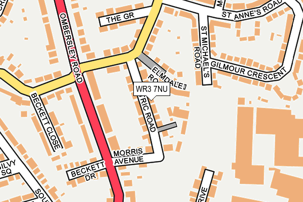 WR3 7NU map - OS OpenMap – Local (Ordnance Survey)