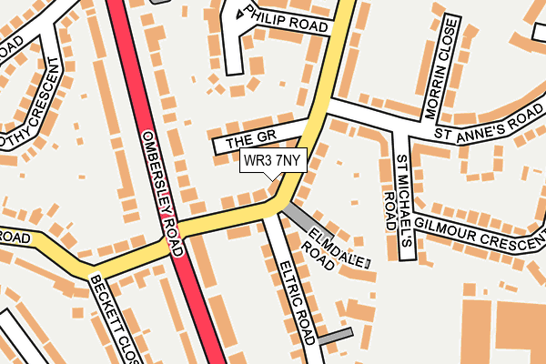 WR3 7NY map - OS OpenMap – Local (Ordnance Survey)