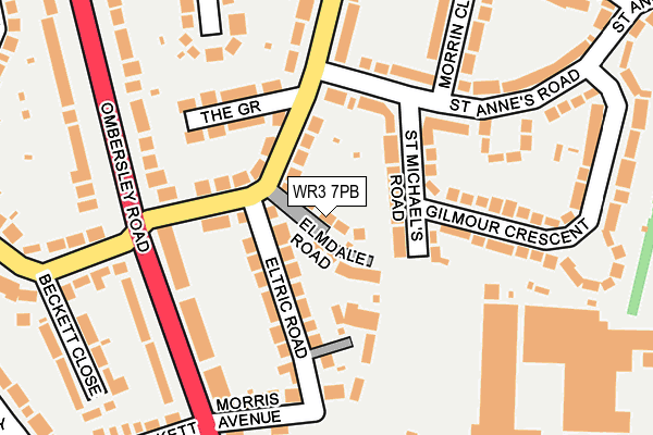 WR3 7PB map - OS OpenMap – Local (Ordnance Survey)