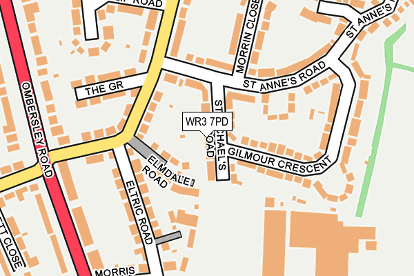 WR3 7PD map - OS OpenMap – Local (Ordnance Survey)