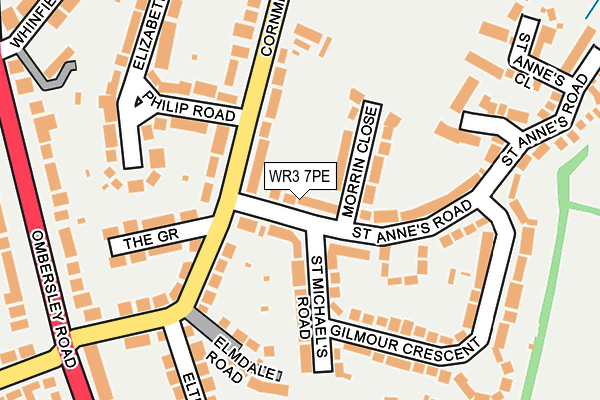WR3 7PE map - OS OpenMap – Local (Ordnance Survey)
