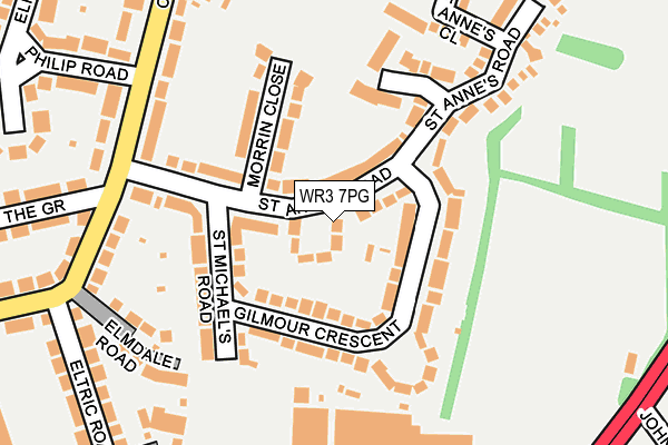 WR3 7PG map - OS OpenMap – Local (Ordnance Survey)