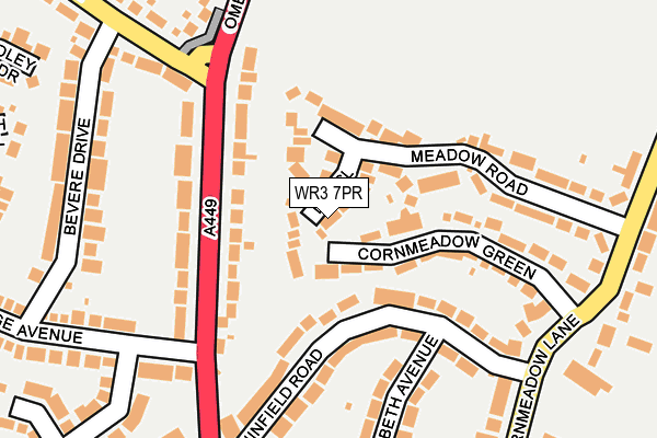 WR3 7PR map - OS OpenMap – Local (Ordnance Survey)