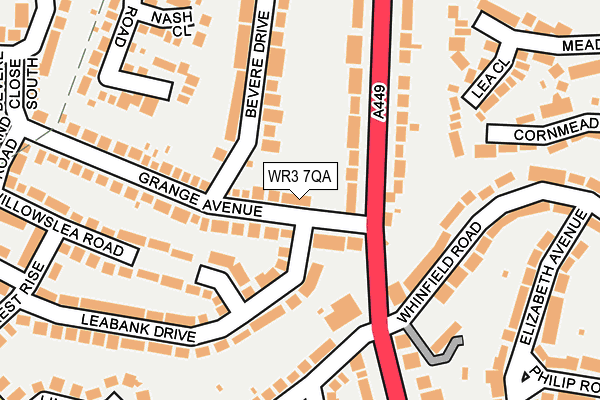 WR3 7QA map - OS OpenMap – Local (Ordnance Survey)