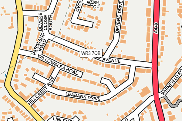 WR3 7QB map - OS OpenMap – Local (Ordnance Survey)