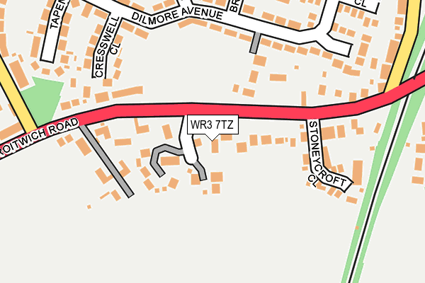 WR3 7TZ map - OS OpenMap – Local (Ordnance Survey)