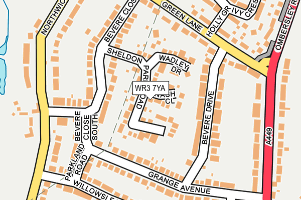 WR3 7YA map - OS OpenMap – Local (Ordnance Survey)