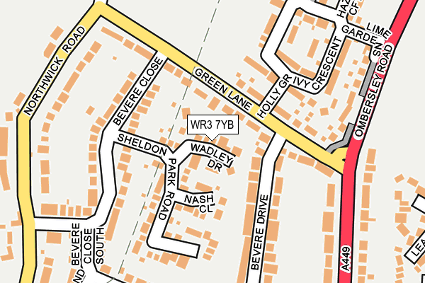 WR3 7YB map - OS OpenMap – Local (Ordnance Survey)