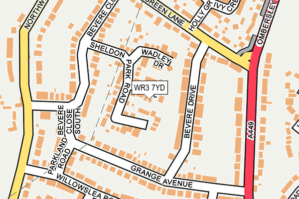 WR3 7YD map - OS OpenMap – Local (Ordnance Survey)